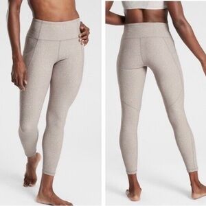 Athleta Salutation Stash Pocket Tight, Sz. S, Tan w/ White Fleck
